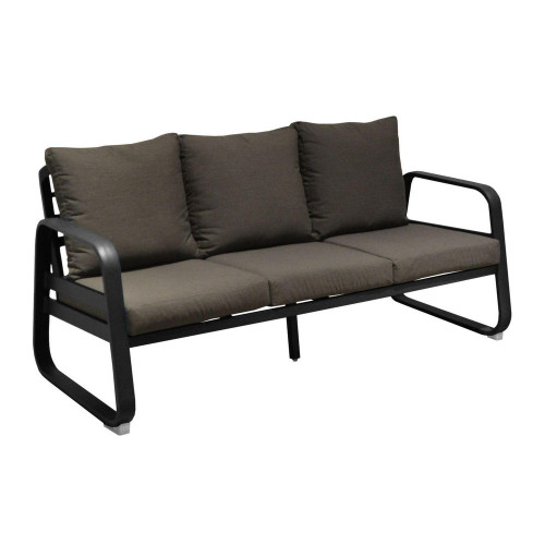 Canapé de jardin 3 places Tonio graphite/gris - Aluminium - coussins déhoussables - PROLOISIRS