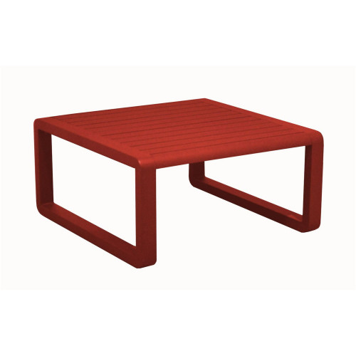 Table basse de jardin Tonio rouge - Aluminium - 80 x 80 cm - Plateau à latte - PROLOISIRS