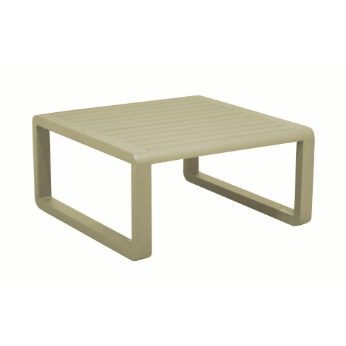 Table basse de jardin Tonio sauge - Aluminium - 80 x 80 cm - Plateau à latte - PROLOISIRS