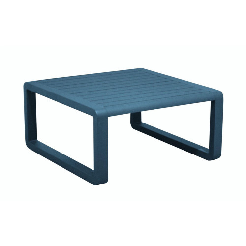 Table basse de jardin Tonio bleu - Aluminium - 80 x 80 cm - Plateau à latte - PROLOISIRS