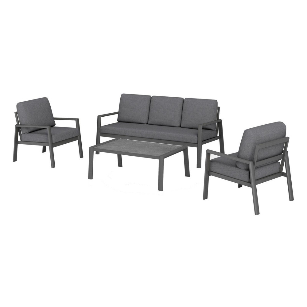Ensemble salon de jardin PROLOISIRS Oceane II Aluminium 4 places Coussins déperlant - vue 2