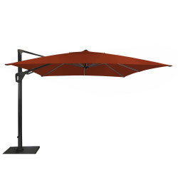 Parasol déporté Elios Sunbrella 3 x 3 m en Alu - sienne - inclinable et orientable - PROLOISIRS