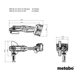 Meuleuse 230 mm 36-18 V WPB 36-18 LTX BL 24-230 (sans batterie ni chargeur), coffret - Metabo