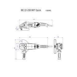 Meuleuse 230 mm WE 22-230 MVT Coffret - poignée rotative - 2200 W - Metabo