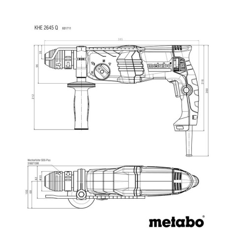 Marteau perforateur burineur SDS Plus KHE 2645 Quick Coffret - Metabo