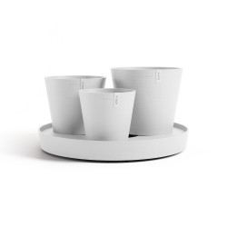 Ensemble de 3 pots Dubai Blanc Pur - Ø 57 x H. 30 cm - support à roulettes de marque ECOPOTS, référence: J7861300