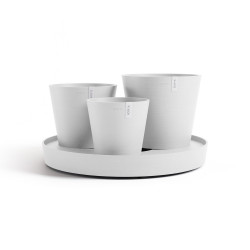 Ensemble de 3 pots Dubai Blanc Pur - Ø 57 x H. 30 cm - support à roulettes