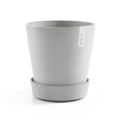 Support à roulettes Wheels 40 Blanc Gris - Ø 34,1 x H. 9 cm - ECOPOTS