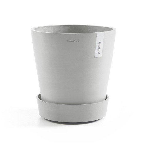 Support à roulettes Wheels 40 Blanc Gris - Ø 34,1 x H. 9 cm - ECOPOTS