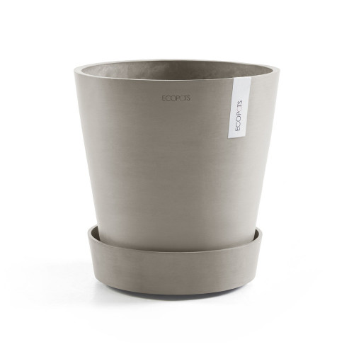 Support à roulettes Wheels 40 Taupe - Ø 34,1 x H. 9 cm - ECOPOTS