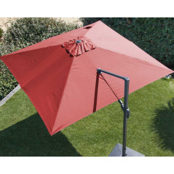 Parasol déporté orientable NH - Toile carré 300 x 300 cm - Toile rouge de marque PROLOISIRS, référence: J5191600