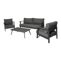 Salon de détente Lava alu avec coussins sunbrella - graphite (set complet) de marque PROLOISIRS, référence: J7048300