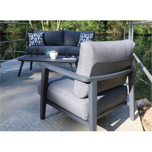 Salon de détente Lava alu avec coussins sunbrella - graphite (set complet) - PROLOISIRS