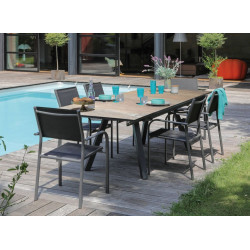 Table de jardin Agra, plateau à lames Fundermax® hpl - graphite/cave 150/200/250 cm - PROLOISIRS