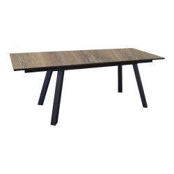 Table de jardin Agra, plateau à lames Fundermax® hpl - graphite/wood150/200/250 cm - PROLOISIRS