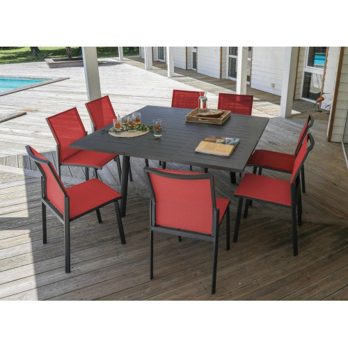 Table de jardin extensible 6/8 personnes Barcelona - graphite 100/145x145 cm - PROLOISIRS