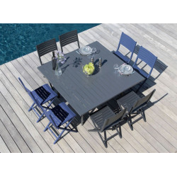 Table de jardin extensible 6/8 personnes Barcelona - graphite 100/145x145 cm - PROLOISIRS