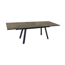 Table de jardin rectangulaire Agra plateau à lames Fundermax® graphite/cave 180/230/280 cm - PROLOISIRS