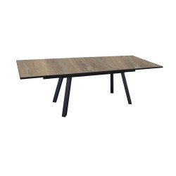 Table de jardin rectangulaire Agra plateau à lames Fundermax® graphite/wood 180/230/280 cm de marque PROLOISIRS, référence: J7057300