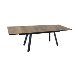 Table de jardin rectangulaire Agra plateau à lames Fundermax® graphite/wood 180/230/280 cm - PROLOISIRS