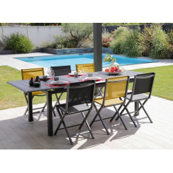 Table de jardin rectangulaire extensible Louisiane en aluminium - graphite 187/247 cm - PROLOISIRS