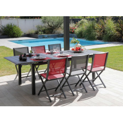 Table de jardin rectangulaire extensible Louisiane en aluminium - graphite 187/247 cm - PROLOISIRS