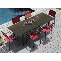 Table de jardin rectangulaire extensible Tahaa plateau Fundermax® graphite/cave 180/240 cm - PROLOISIRS