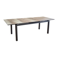 Table de jardin rectangulaire extensible Tahaa plateau Fundermax® graphite/wood 180/240 cm - PROLOISIRS