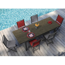 Table de jardin rectangulaire Téramo Lift plateau Fundermax® - graphite/cave 180/235 cm - PROLOISIRS