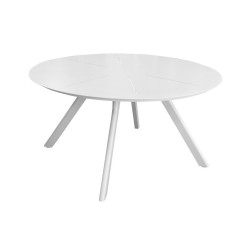 Table de jardin ronde Seven en aluminium - blanc 150 cm - PROLOISIRS