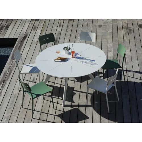 Table de jardin ronde Seven en aluminium - blanc 150 cm - PROLOISIRS
