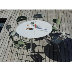 Table de jardin ronde Seven en aluminium - blanc 150 cm - PROLOISIRS