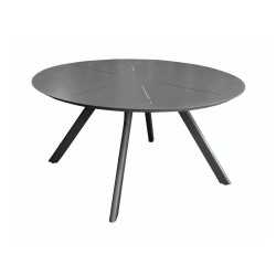 Table de jardin ronde Seven en aluminium - graphite 150 cm - PROLOISIRS