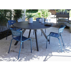 Table de jardin ronde Seven en aluminium - graphite 150 cm - PROLOISIRS