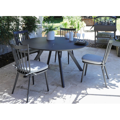 Table de jardin ronde Seven en aluminium - graphite 150 cm - PROLOISIRS