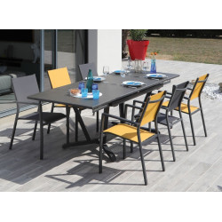 Table de jardin Vita 150/200/250 cm, plateau Kedra® alu ceram kedra - graphite/alley - PROLOISIRS