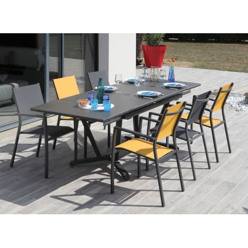 Table de jardin Vita 150/200/250 cm, plateau Kedra® alu ceram kedra - graphite/alley - PROLOISIRS