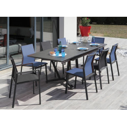 Table de jardin Vita 150/200/250 cm, plateau Kedra® alu ceram kedra - graphite/alley - PROLOISIRS