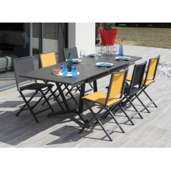Table de jardin Vita 150/200/250 cm, plateau Kedra® alu ceram kedra - graphite/alley - PROLOISIRS