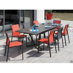 Table de jardin Vita 150/200/250 cm, plateau Kedra® alu ceram kedra - graphite/alley - PROLOISIRS