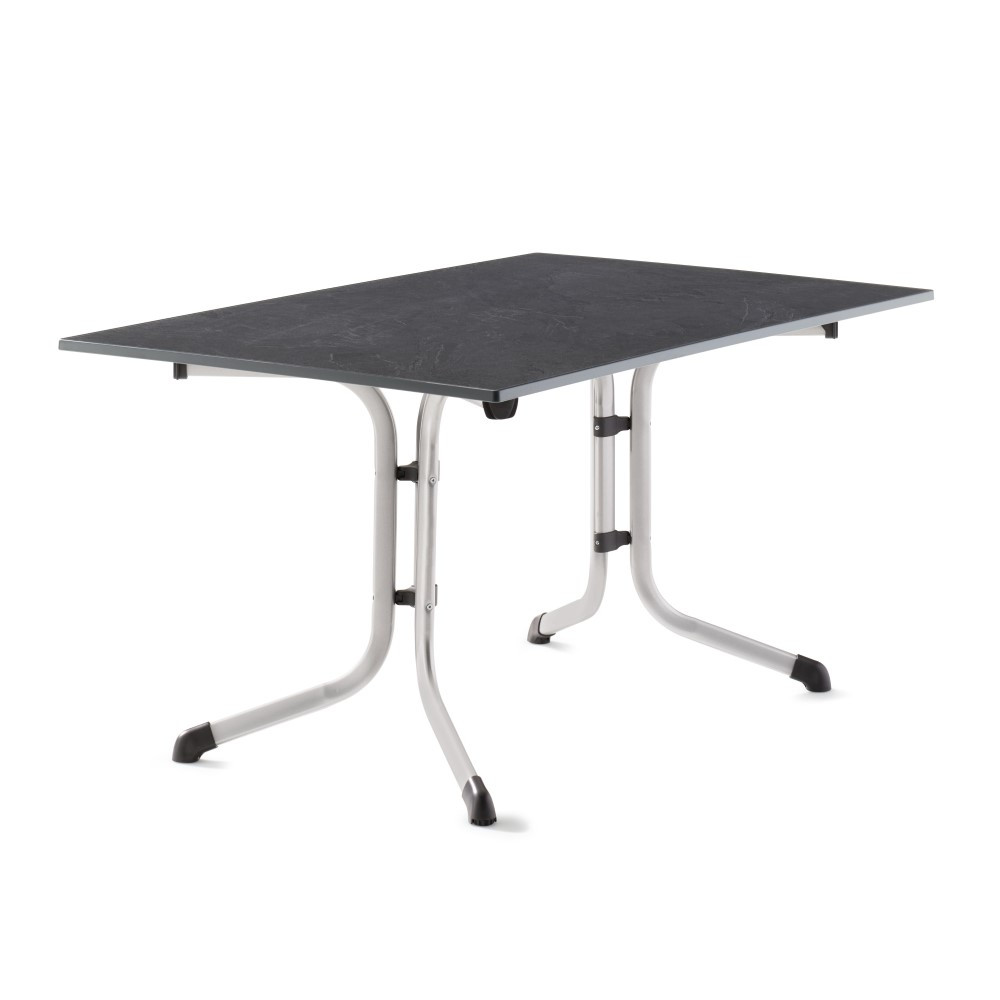 Table pliante 140 x 90 cm, plateau Vivodur® anthracite, structure gris clair
