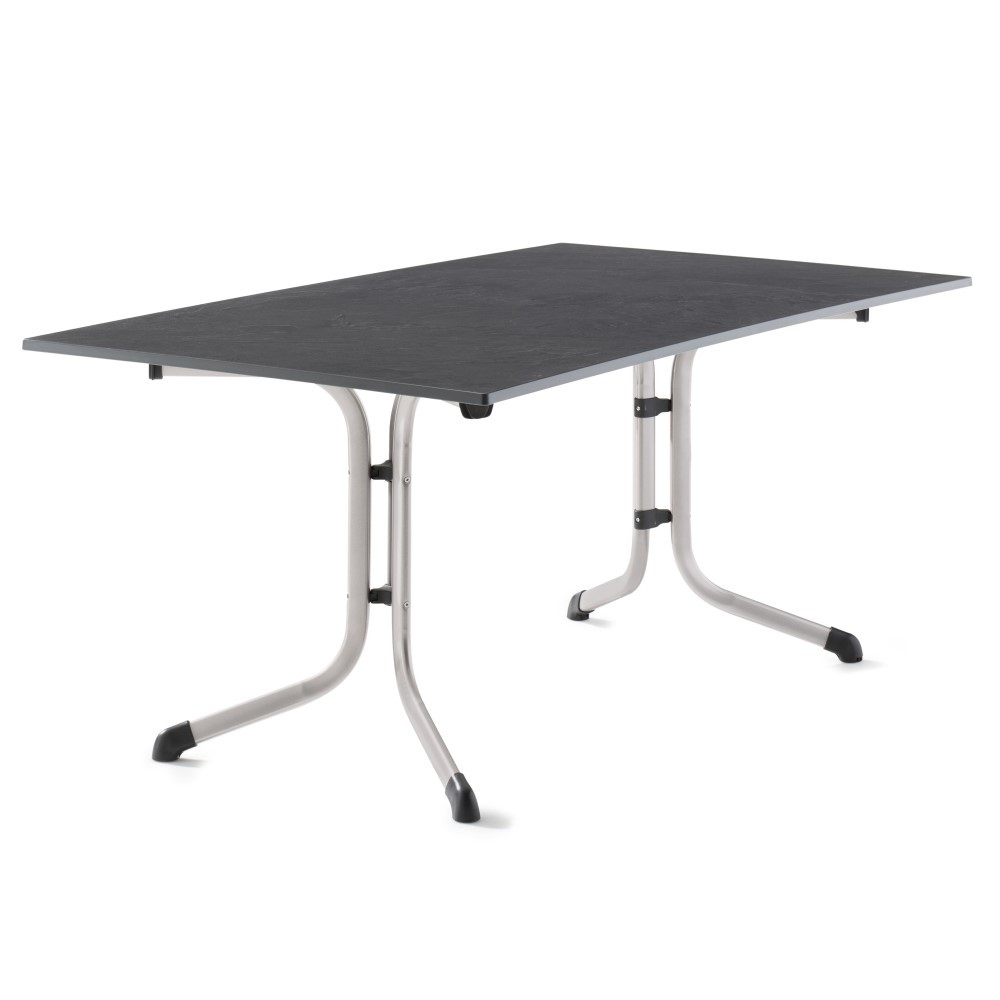 Table pliante 165 x 95 cm, plateau Vivodur® anthracite, structure gris clair