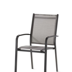 Fauteuil MERAN structure gris foncé, toile Textilux® gris clair de marque Sieger, référence: J7890200