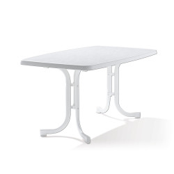Table pliante Mecalit®-PRO 150 x 90 cm, plateau marbre blanc, pieds blanc de marque Sieger, référence: J7890300
