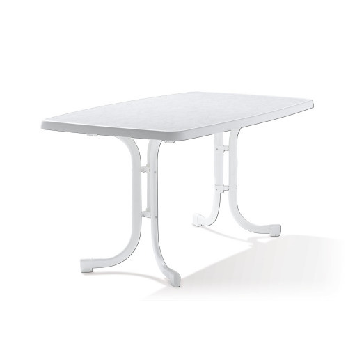 Table pliante Mecalit®-PRO 150 x 90 cm, plateau marbre blanc, pieds blanc - Sieger