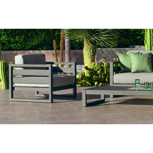 Salon de jardin Sofa COSMOS-7 - ANTHRACITE/GRIS CLAIR MARILAND DRALON - HEVEA