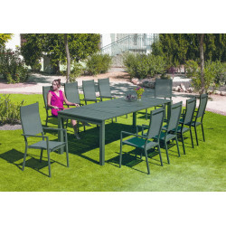 Set Table à Manger EXTENSIBLE + 10 fauteuils SINGAPUR-200-H77/JANEIRO-3/10 de marque HEVEA, référence: J7896400