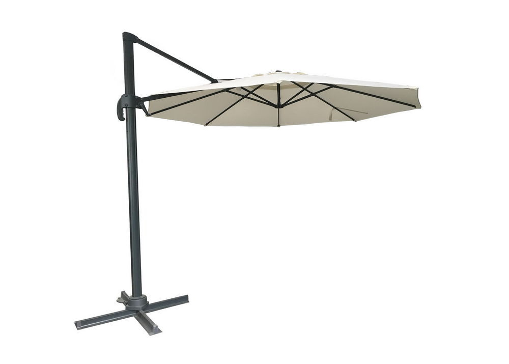 Parasol LONGBAY-350 - MAT GRIS FONCÉ/TOILE BEIGE CLAIR