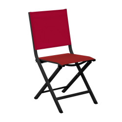 Lot de 2 Chaises de jardin pliantes Thema - graphite/rouge - Aluminium/Toile TPEP de marque PROLOISIRS, référence: J7900600