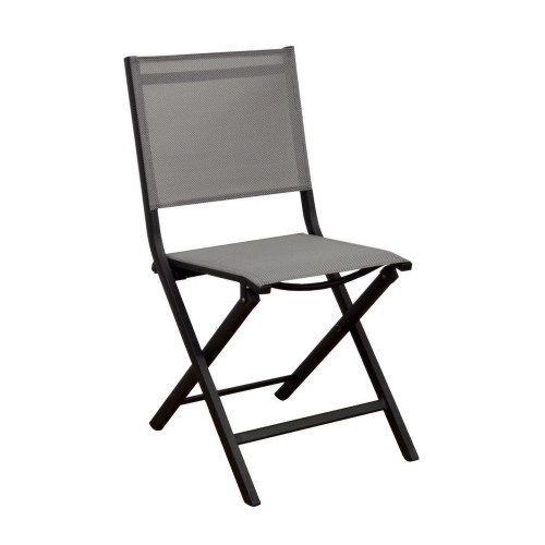 Lot de 2 Chaises de jardin pliantes Thema - graphite/chiné perle - Alu/Toile TPEP - PROLOISIRS